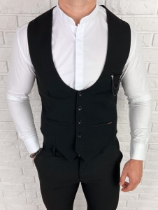 Czarna kamizelka męska elegancka slim fit Stylovy 1367
