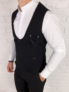 Czarna kamizelka męska elegancka slim fit Stylovy 1367