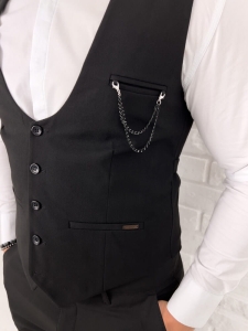 Czarna kamizelka męska elegancka slim fit Stylovy 1367