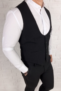Czarna kamizelka męska elegancka slim fit Stylovy 1367