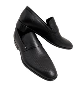 Eleganckie skórzane półbuty męskie czarne 1031