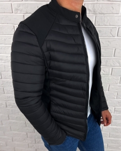 Czarna pikowana kurtka przejściowa męska slim fit 207