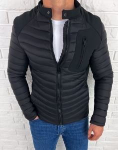 Czarna pikowana kurtka przejściowa męska slim fit 207