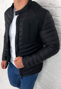 Czarna pikowana kurtka przejściowa męska slim fit 207