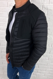 Czarna pikowana kurtka przejściowa męska slim fit 207