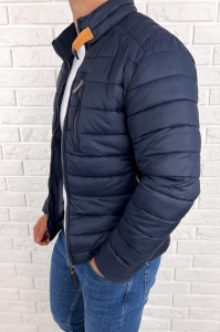 Granatowa pikowana kurtka przejściowa męska slim fit 179-26