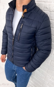 Granatowa pikowana kurtka przejściowa męska slim fit 179-26