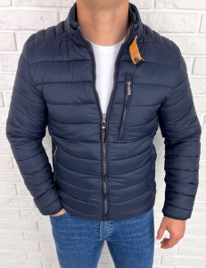 Granatowa pikowana kurtka przejściowa męska slim fit 179-26