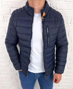 Granatowa pikowana kurtka przejściowa męska slim fit 179-26