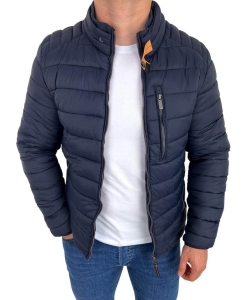Granatowa pikowana kurtka przejściowa męska slim fit 179-26