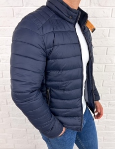 Granatowa pikowana kurtka przejściowa męska slim fit 179-26