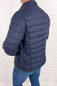 Granatowa pikowana kurtka przejściowa męska slim fit 179-26