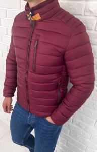 Bordowa pikowana kurtka przejściowa męska slim fit 179-13