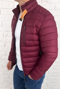 Bordowa pikowana kurtka przejściowa męska slim fit 179-13