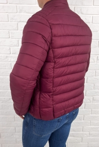 Bordowa pikowana kurtka przejściowa męska slim fit 179-13