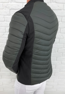 Khaki pikowana kurtka przejściowa męska slim fit 207-29