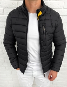 Czarna pikowana kurtka przejściowa męska slim fit 179-1