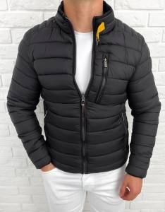 Czarna pikowana kurtka przejściowa męska slim fit 179-1