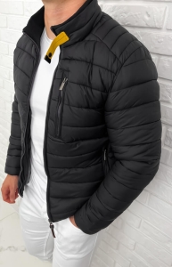 Czarna pikowana kurtka przejściowa męska slim fit 179-1
