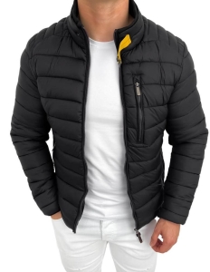 Czarna pikowana kurtka przejściowa męska slim fit 179-1