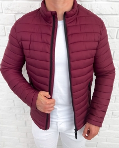 Bordowa pikowana kurtka przejściowa męska slim fit 151-13