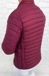 Bordowa pikowana kurtka przejściowa męska slim fit 151-13