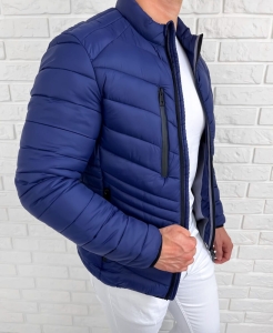 Granatowa pikowana kurtka przejściowa męska slim fit 5047-69