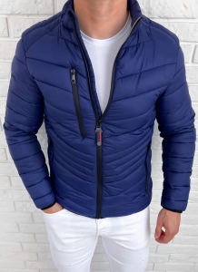 Granatowa pikowana kurtka przejściowa męska slim fit 5047-69