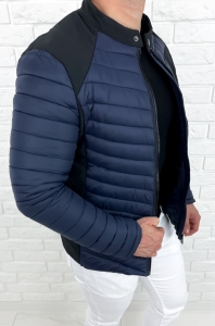 Granatowa pikowana kurtka przejściowa męska slim fit 207-26