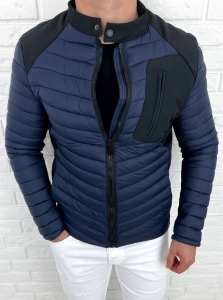 Granatowa pikowana kurtka przejściowa męska slim fit 207-26