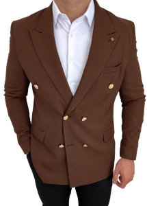 Brązowa elegancka marynarka męska dwurzędowa H95