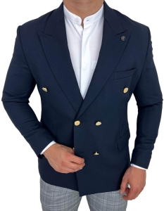 Marynarka męska elegancka granatowa dwurzędowa H95
