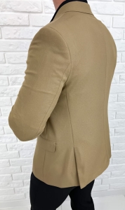 Marynarka męska elegancka beżowa dwurzędowa H95