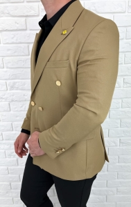 Marynarka męska elegancka beżowa dwurzędowa H95