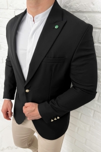 Marynarka męska casual czarna ozdobne guziki Stylovy H94