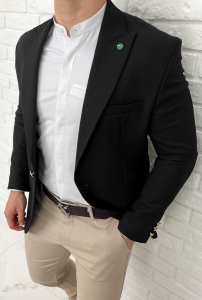 Marynarka męska casual czarna ozdobne guziki Stylovy H94