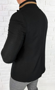 Marynarka męska ze stójką casual slim fit czarna 846