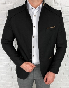Marynarka męska ze stójką casual slim fit czarna 846
