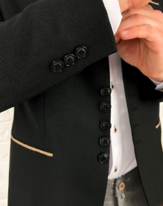 Marynarka męska ze stójką casual slim fit czarna 846