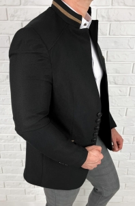 Marynarka męska ze stójką casual slim fit czarna 846