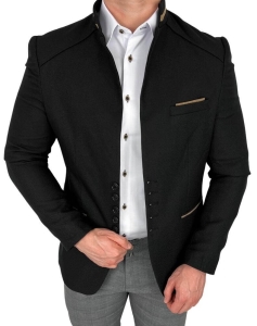 Marynarka męska ze stójką casual slim fit czarna 846