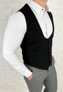 Elegancka czarna kamizelka męska slim fit Stylovy 1001