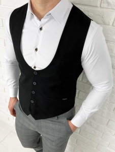 Elegancka czarna kamizelka męska slim fit Stylovy 1001