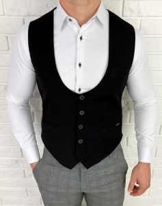 Elegancka czarna kamizelka męska slim fit Stylovy 1001