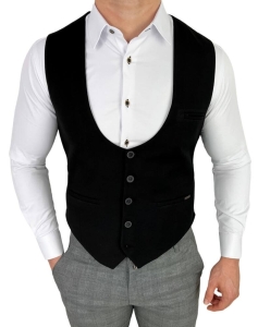 Elegancka czarna kamizelka męska slim fit Stylovy 1001