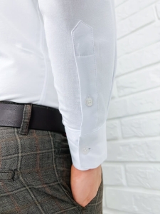 Biała koszula oxford ze stójką slim fit VP1958