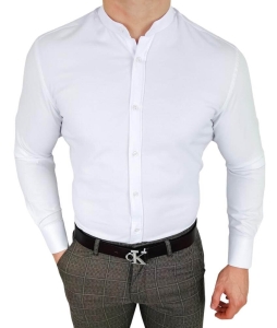 Biała koszula oxford ze stójką slim fit VP1958