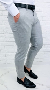 Jasnoszare bawełniane eleganckie spodnie slim fit 6545 A.Gri