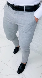 Jasnoszare bawełniane eleganckie spodnie slim fit 6545 A.Gri