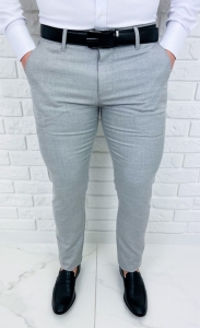 Jasnoszare bawełniane eleganckie spodnie slim fit 6545 A.Gri